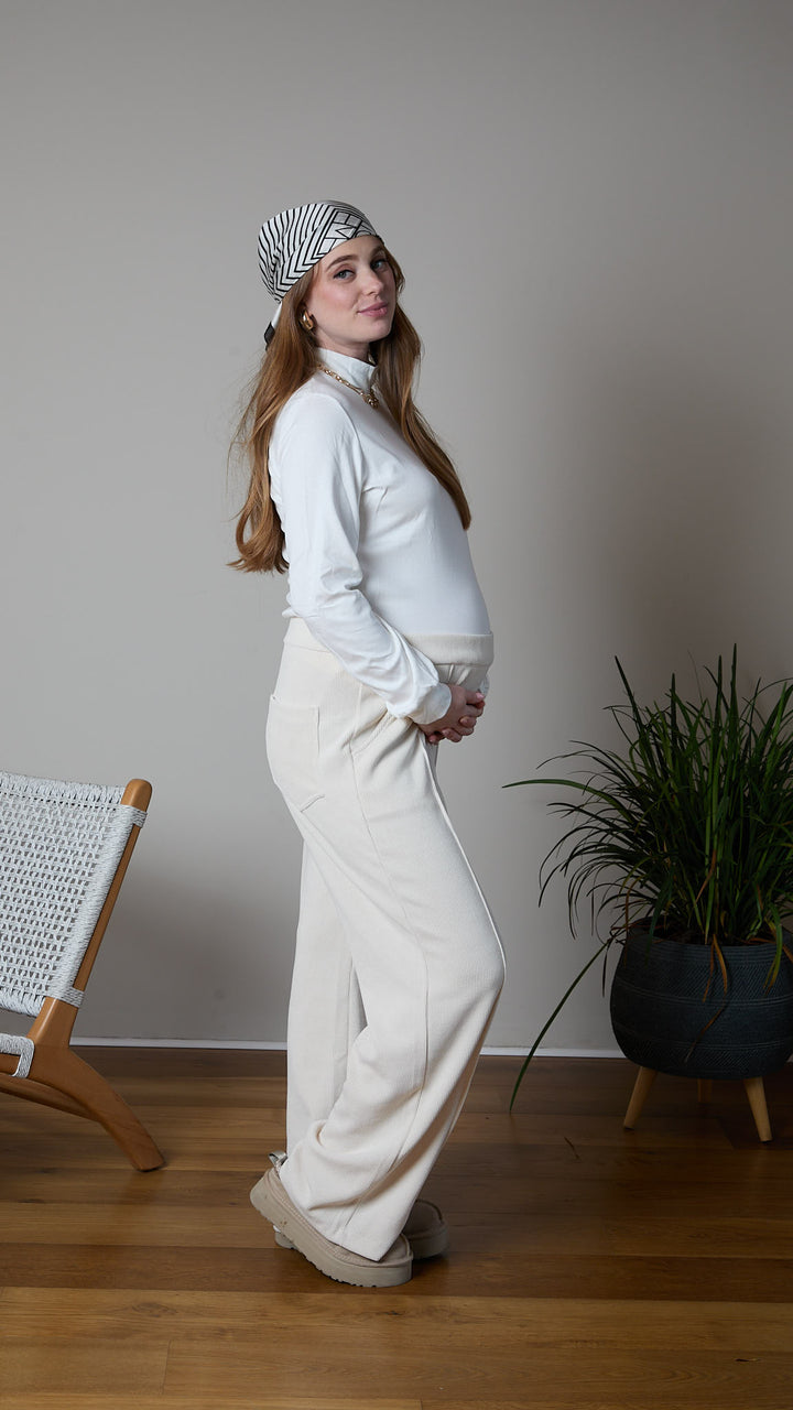 מכנס קורדרויי להריון ואחרי לידה ״לילי״| שמנת