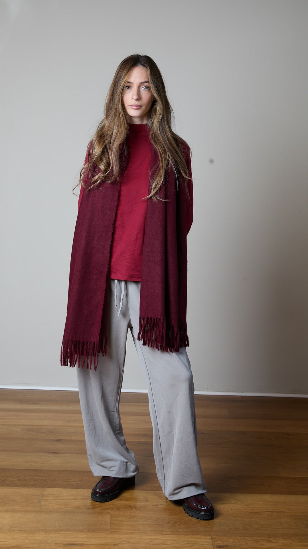 חולצת הנקה עם רוכסנים נסתרים שרוול ארוך | בורדו