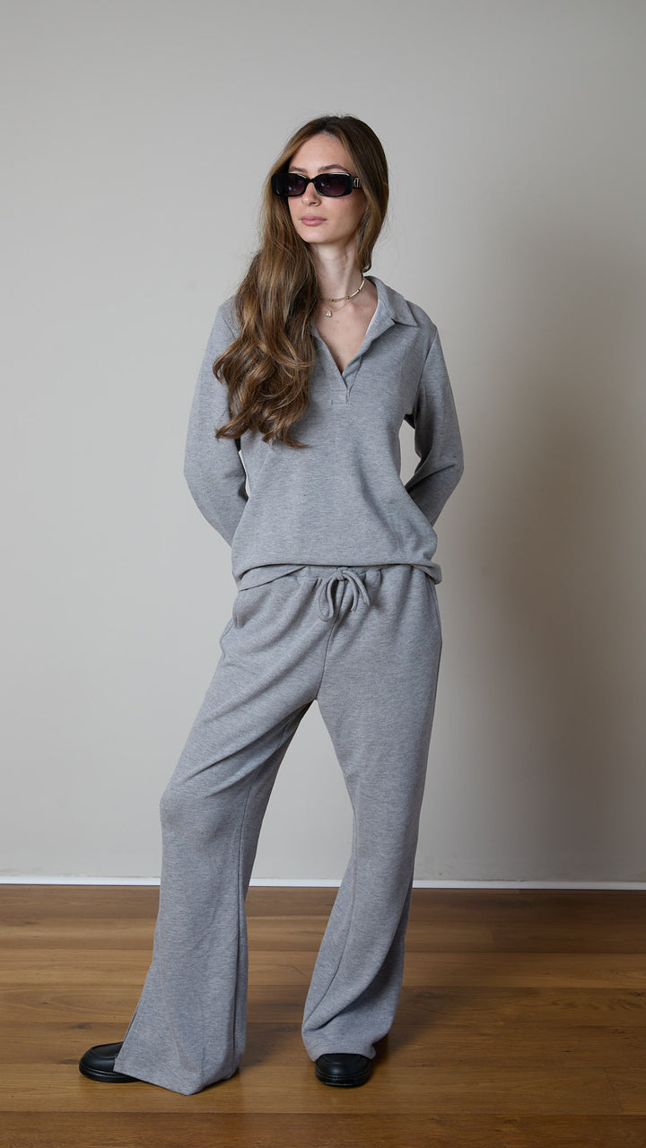 מכנס סריג להריון ולאחרי לידה | חליפת ״אלה״ | אפור